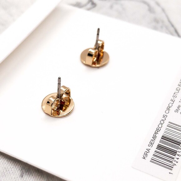 Tory Burch - KIRA SEMIPRECIOUS CIRCLE-STUD EARRING - Tory Gold/Lapis - Picture 3 of 4